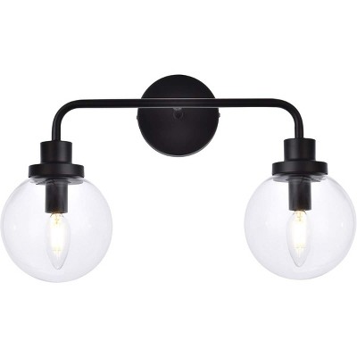 Elegant Lighting Hanson 2 lights bath sconce in black with clear shade