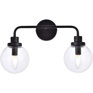 Elegant Lighting Hanson 2 lights bath sconce in black with clear shade - 1 of 4