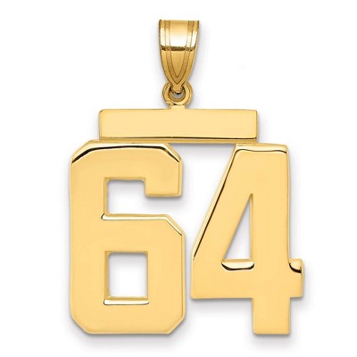 Black Bow Jewelry 14k Yellow Gold, Athletic Collection, Large Polished Number 64 Pendant