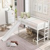 Okak Twin Size Solid Wood Bunk Bed with Built-in Ladder & Slide Low Loft Bed with Safety Full-Length Guardrail for Kids Teens, Easy Assemble, White - 3 of 4