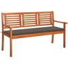 vidaXL Bench Eucalyptus wood natural with taupe cushion - 2 of 4