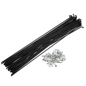 Unique Bargains 14G J Bend Bike Bicycle Spokes With Nipples Steel Black 40 Pcs - 1 of 4