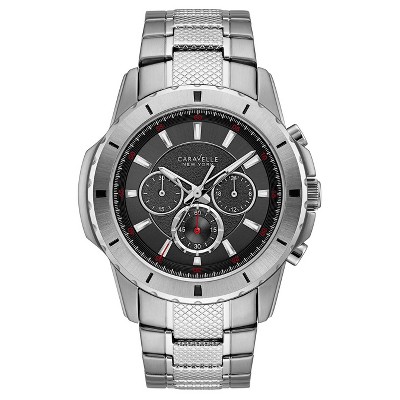 caravelle men's watch black