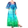 HAPPY BAY Women's Dailywear Long Slit Dress Caftan One Size Bright Turquoise Grass - 2 of 4