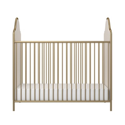 Little Seeds Piper Convertible Metal Crib with Velvet Soft Upholstered Side Panels