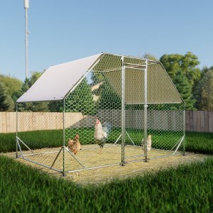 HANPURE 9.94 ft. x 6.46 ft. x 6.36 ft. Metal Large Chicken Coop Walk-in Poultry Cage Run Flat Shaped with Waterproof Cover - 1 of 4