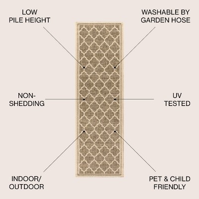 Moroccan Trellis Brown/Beige Synthetic Indoor/Outdoor Runner Rug