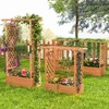 Tangkula 1pc/2pcs Raised Garden Bed with Trellis Wood Elevated with Hanging Roof  Planter Box Drainage Holes for Climbing Plants Flowers Vegetables - 4 of 4