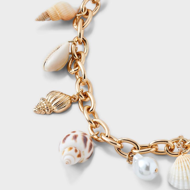 Seaside Shell Chain Necklace - A New Day&#8482; Gold/Ivory, 5 of 6