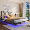 GDFStudio Zuri Modern Steel Floating Bed Frame with Storage Headboard, LED Lights and Charging Station - 2 of 4