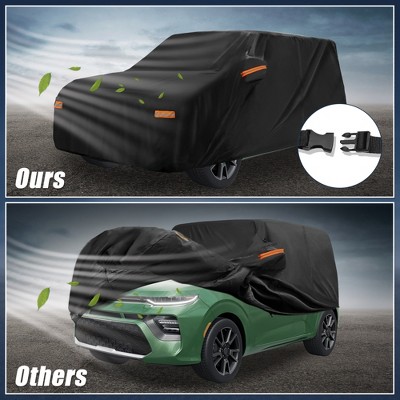 Waterproof 210D-PU Oxford Car Cover For Kia Soul 2009-2024 – Black With Zipper & Storage Bag
