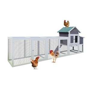 Gulches Gray Wooden Chicken Coop Outdoor Hen House with Run Waterproof Roof Nesting Box Sliding Tray Secure Locks 1 Piece 122 Inch - 1 of 4
