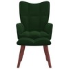 vidaXL Velvet Relaxing Chair with Stool in Dark Green - Modern Style, Steel Framed Armchair & Footstool Set - 2 of 4