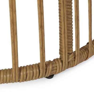 Light Brown and Beige Wicker 2-Person Outdoor Chat Set