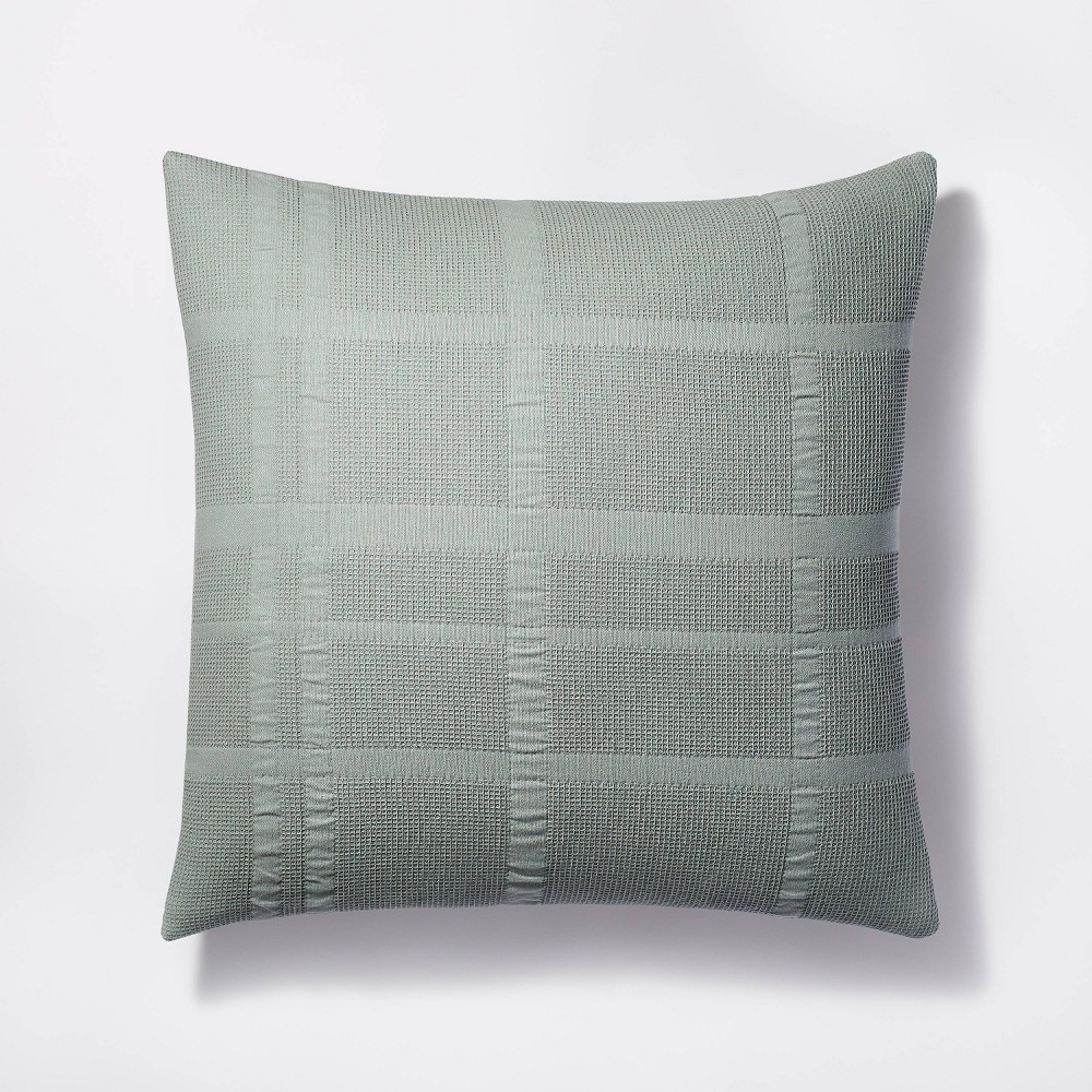 Photos - Pillowcase Euro Waffle Matelasse Quilt Sham Light Teal Green - Threshold™ designed wi