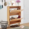 VEVOR Shoe Cabinet with 2 Flip Drawers, Shoe Storage Cabinet for Entryway, Free Standing Shoe Storage Organizer with Rattan Doors, Brown - 2 of 4