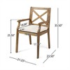 SKRAN Outdoor Acacia Wood Dining Chair, Set of 2 with 2 Polyester Cushions for Backyard, Poolside and Garden (Cream,Teak) - 3 of 4