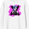 Arcane League Of Legends Jinx Metallic Ink Portrait Adult White Crew Neck Long Sleeve Sweatshirt - 2 of 4