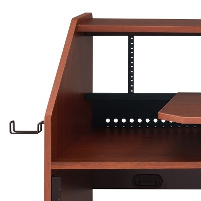 Vynxaria Cherry Wood Computer Desks Studio Desk with Earphone Rack Functional Design for Music Production
