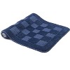 Home Mart Goods Navy Blue Bath Set 3 Piece Anti-Slip Checkered Bathroom Mat, Large Contour Mat & Toilet Seat Lid Cover - 2 of 3
