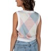 Hello Kitty Preppy Kitty White Sleeveless Pastel Argyle Women's Sweater Vest - 3 of 3