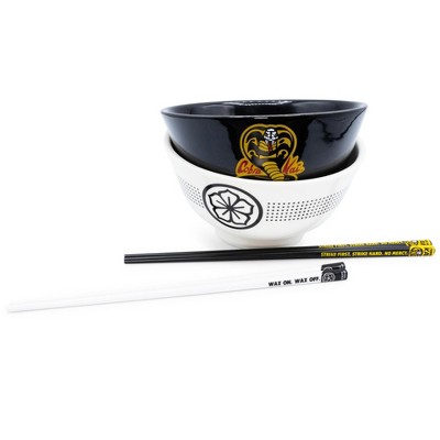 Surreal Entertainment The Karate Kid Cobra Kai and Miyagi-Do 18-Ounce Ramen Bowl Set with Chopsticks