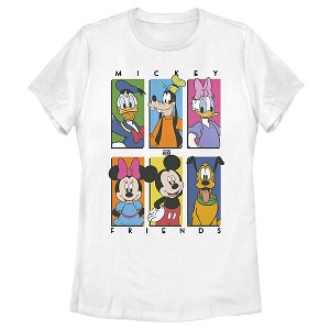 Women's Mickey & Friends Colorful Character Panels T-Shirt - 1 of 4