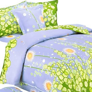 Slickblue Luxury Down Alternative  6/8 PC Comforter Set, Zipper Duvet Cover, Twin/King Bedding, Dandelion Theme, Blue - 1 of 3