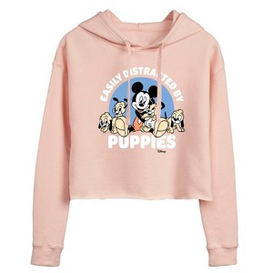 Women's - Disney Classics - Easily Distracted By Puppies Cropped Graphic Hoodie - 1 of 3