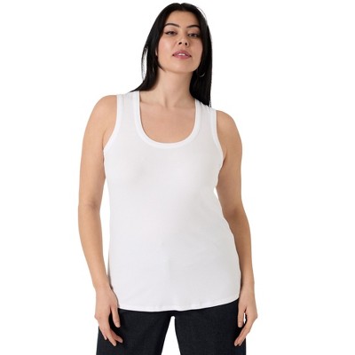 June + Vie by Roaman's Women's Plus Size Ribbed Scoopneck Tank Top