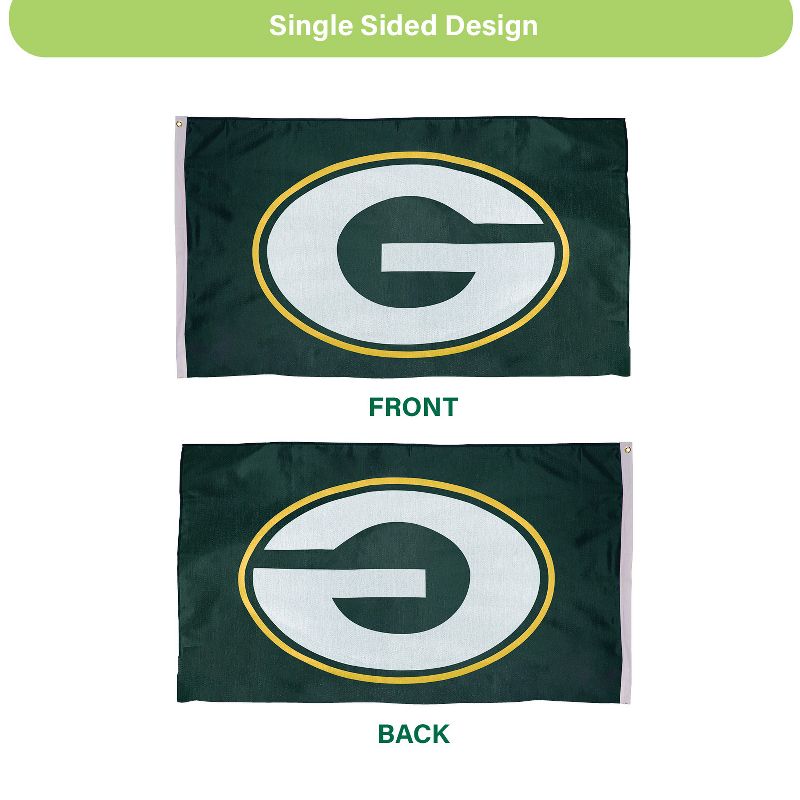 3'x5' Single Sided Flag w/ 2 Grommets, Green Bay Packers, 4 of 6