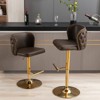 NicBex Bar Stools Set of 2 Height Adjustable Swivel PU Leather Counter Stools with Button Tufted Back and Gold Base for Bar, Kitchen - 2 of 4