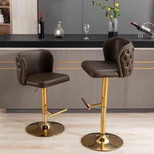 Sapphtopaz Swivel Bar Stools Set of 2 Counter Adjusatble Height Bar Stools with Tufted Back 25"-33" Chair for Kitchen, Living Room - 1 of 4