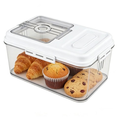 Aeelleea Large Airtight Bread Storage Container with Time Recording Lid, Bread Box for Kitchen Countertop, Bread Keeper Holds Loaf, Toast & Cookies