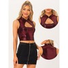 INSPIRE CHIC Women's Slim Fitted Sequins Sleeveless Cut Out Front Crop Tank Top - 2 of 4