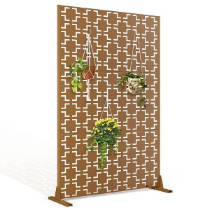 TUYOHW Metal Privacy Screen Outdoor, Decorative Privacy Panels, Freestanding Privacy Screen for Patio, Garden, Pool (White Square) - 1 of 4