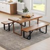 Costway 60" Long Hallway Bench Entryway Bench with Metal Frame Farmhouse Wooden Shoe Rack - 4 of 4