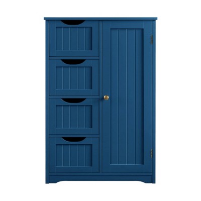 Vtec Trading Navy Blue Wooden Bathroom Floor Cabinet