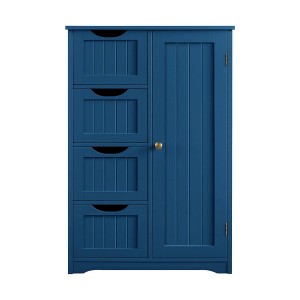 Vtec Trading Navy Blue Wooden Bathroom Floor Cabinet - 1 of 3