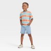 Toddler Boys' Short Sleeve Shore Thing Striped Graphic T-Shirt - Cat & Jack™ Coral Orange - 4 of 4