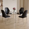 5 PCS Dining Table Set Dining Set Bistro Dining Set with 4 Upholstered Chairs & Tempered Glass Table with Metal Legs, White/Black+Silver-ModernLuxe - 2 of 4