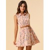 INSPIRE CHIC Women's Floral Sleeveless Half Placket Mini Belted Summer Dress - 2 of 4