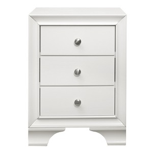 NicBex 18 inch Nightstand with 3 Drawers,Side Table with 2 USB Ports and Metal Round Handle,Bedside Table for Bedroom,Living Room,Brown/Gray/White - 1 of 4