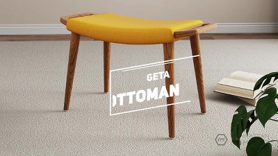 Mid-Century Modern Geta Yellow and Antique Walnut Ottoman