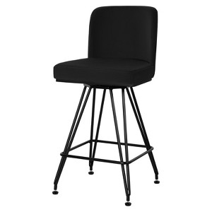 Bekrvio 26" Swivel Counter Height Bar Stools Set of 1/2/3/4, Faux Leather or Velvet Upholstered with V-Shaped Metal Base for Kitchen Island - 1 of 4