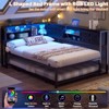 Aheaplus L-Shaped DayBed with Charging Station, Corner Bed Frame with Bookcase and Sliding Door - 3 of 4