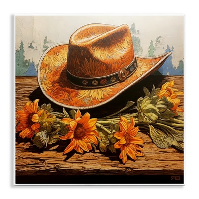 Stupell Industries Cowboy Hat with Sunflowers Wall Plaque Art