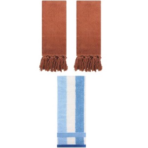 REGALWOVEN 3 Packs Cotton Absorbent Soft Decorative Bathroom Hand Towel Set - 1 of 4