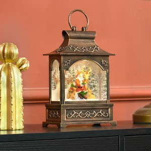 YOOCOZZ  Christmas Decoration  Accessories - Xmas Snow Globe Lantern, Lighted Musical Snow Globe with Swirling Glitter, Battery Operated, Bronze - 1 of 4