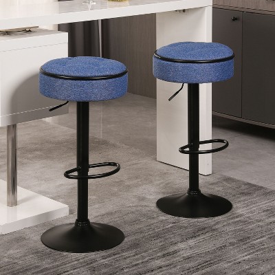 CAVINAS 28"-36.2"Upholstered Counter Height Barstool,Set of 2,Swivel Bar Stools with Adjustable Seat Height,360°Storage Stools,Linen